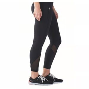 Lululemon Inspire Tight II Mesh Leggings Sz 6 Black Zip Pockets 25" Compression